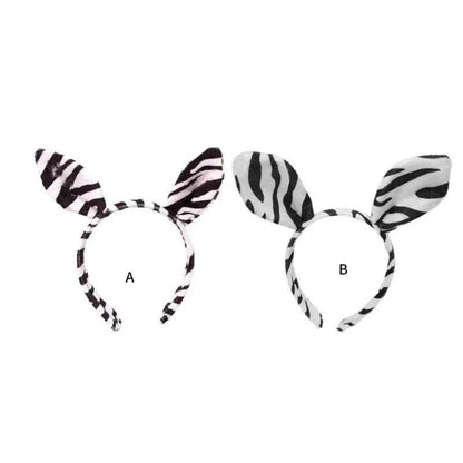 652F Halloween Zebras Ear Headbands Cosplay Zebras Ear Headwear Hairbands Headwear Halloween Hairbands Birthday Party