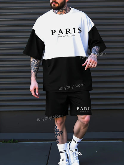 ROMANTIC CITY PARIS Printed Sport T-shirt+shorts Suit Set Men Male Luxury Tracksuit Outfit Summer Oversized 2 Piece Set Clothes    Home Decor Supply | Online Retail | ShoreShopper.com