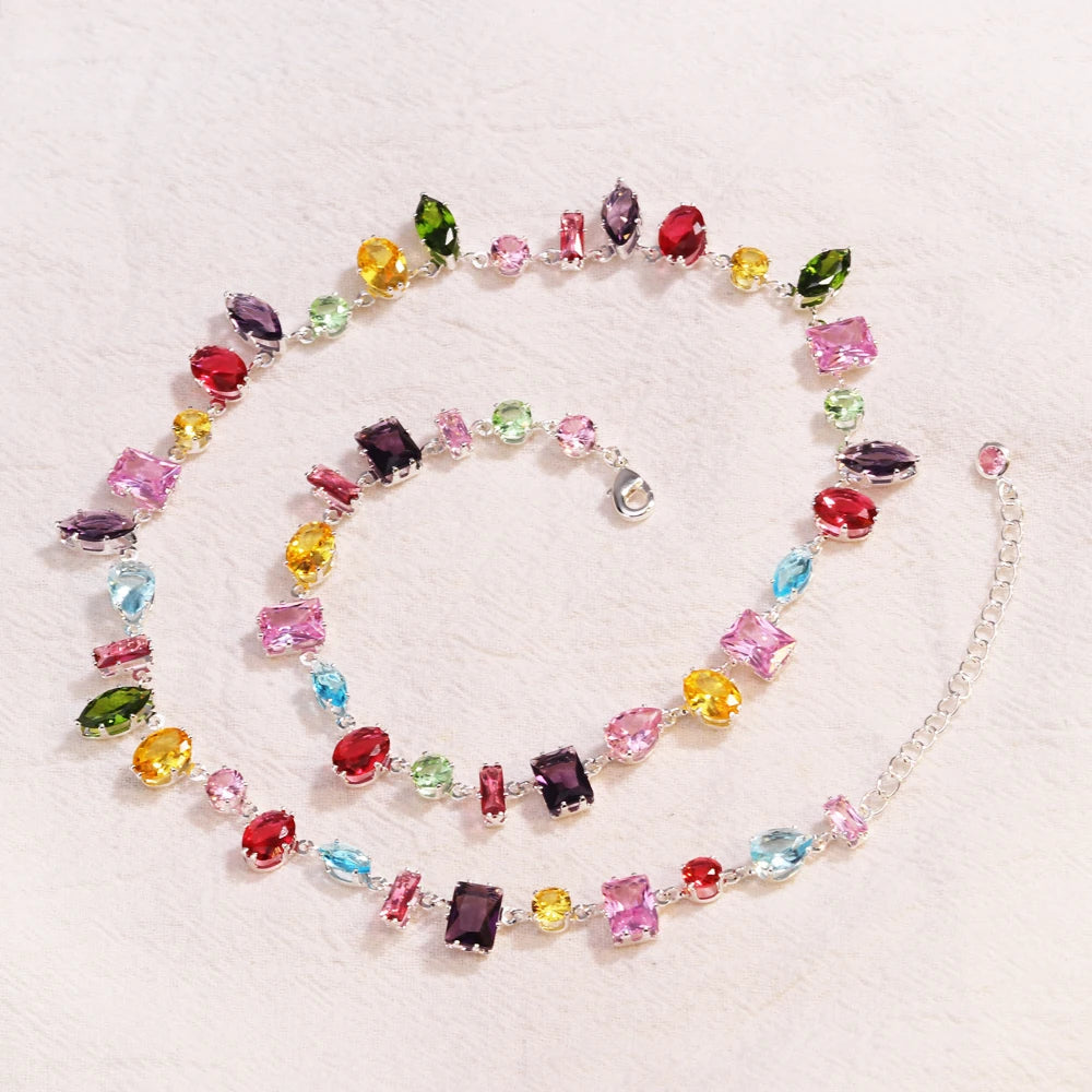 Brand 18K Gold Plated New Luxury Colourful Crystal Zircon Necklace For Women Fashion Party Jewelry Accessories Ladies Jewellery    Home Decor Supply | Online Retail | ShoreShopper.com