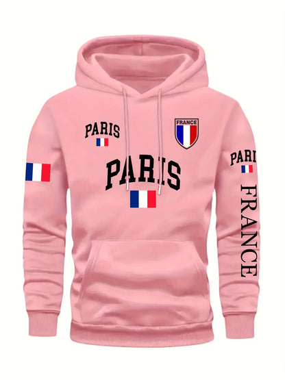 Men's Paris France Flag Letter Graphic Hoodie Pullover Kangaroo Pocket Ribbed Cuffs Machine Washable Autumn Winter Sweatshirt    Home Decor Supply | Online Retail | ShoreShopper.com