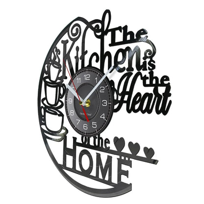 The Kitchen The Heart Of The Home Inspired Vinyl Record Clock Modern Design Vinyl Wall Watch Kitchen Decor Noiseless Timepieces    Home Decor Supply | Online Retail | ShoreShopper.com