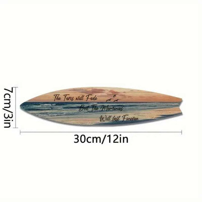 Beach Style Surfboard Wall Decor - Tropical Seascape Art on Wood-Like Material - Lightfast Design for Indoor/Outdoor Use