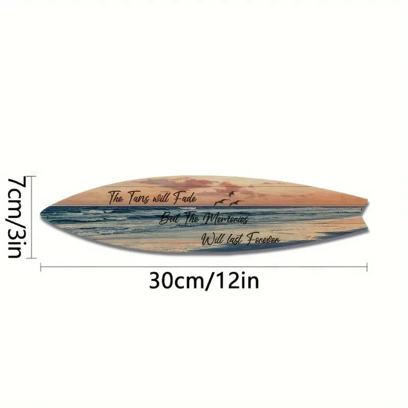 Beach Style Surfboard Wall Decor - Tropical Seascape Art on Wood-Like Material - Lightfast Design for Indoor/Outdoor Use    Your Coastal Marketplace | Shoreshopper.com