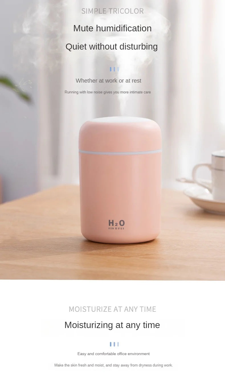 Portable Mini Air Humidifier For Bedroom,Personal Desktop,Car With Colorful Mood Lighting 2 Mist Modes And Auto Shut-Off - ShoreCo.Shop