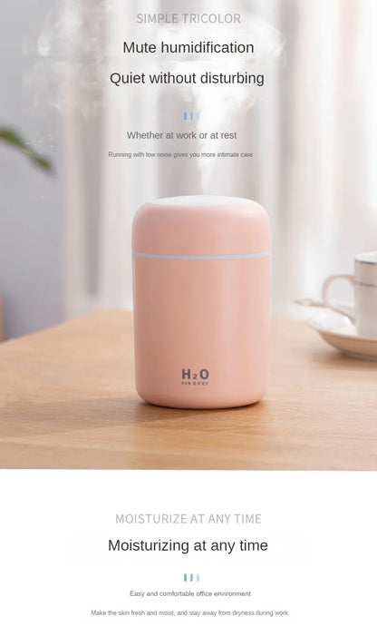 Portable Mini Air Humidifier For Bedroom,Personal Desktop,Car With Colorful Mood Lighting 2 Mist Modes And Auto Shut-Off - ShoreCo.Shop