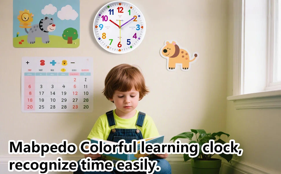 Early Education Wall Clock Colorful Number Kids Learning Time for School Classroom Bedrooms Silent Analog Clock 8/10/12 Inch    Home Decor Supply | Online Retail | ShoreShopper.com