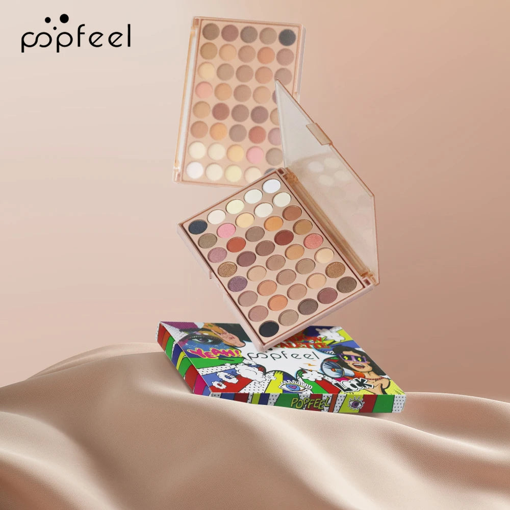 POPFEEL 40-Color Earth Tone & Pink Eyeshadow Palette – Versatile Shimmer, Matte, and Highlight Shades for Effortless Blending。 - ShoreCo.Shop