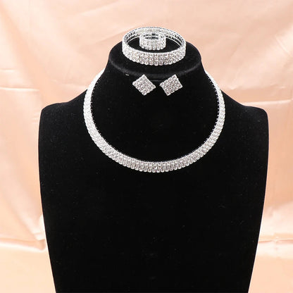 4Pcs/set Bridal Jewelry Set Necklace Bracelets Ring Earrings Set Super Gorgeous Luxury Shiny Fashion Jewelry Party Gift    Home Decor Supply | Online Retail | ShoreShopper.com