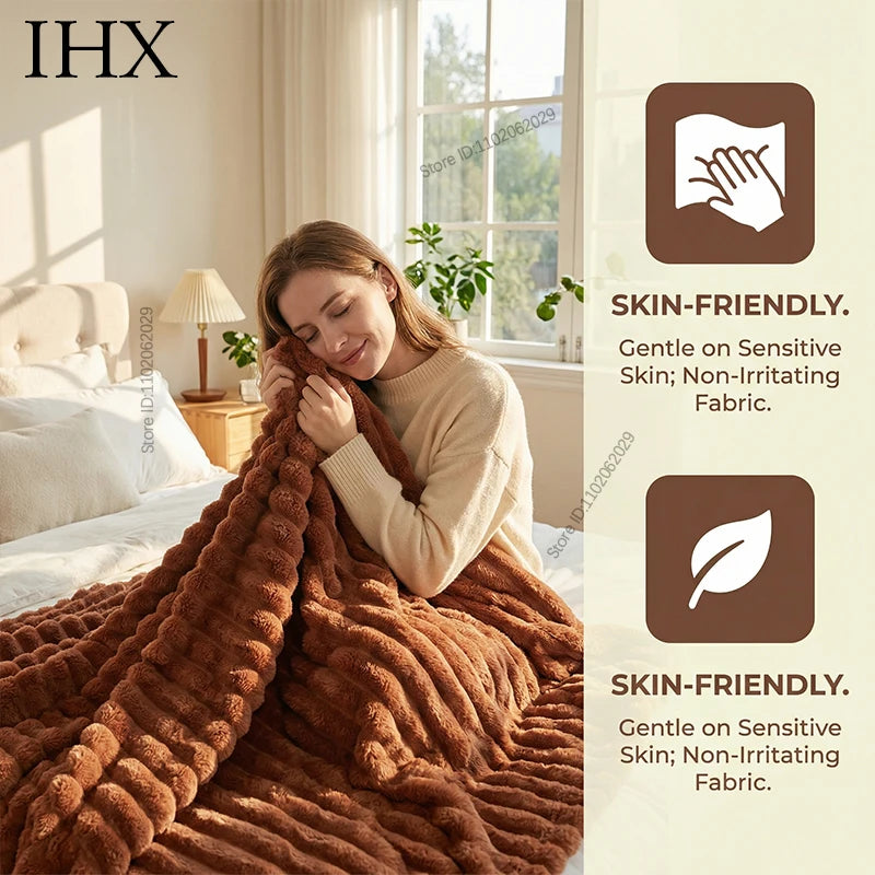 IHX Solid Color Imitation Rabbit Plush Milk Plush Thickened Thermal Leisure Home Blanket Office Nap Blanket, Custom Blanket Size    Your Coastal Marketplace | Shoreshopper.com