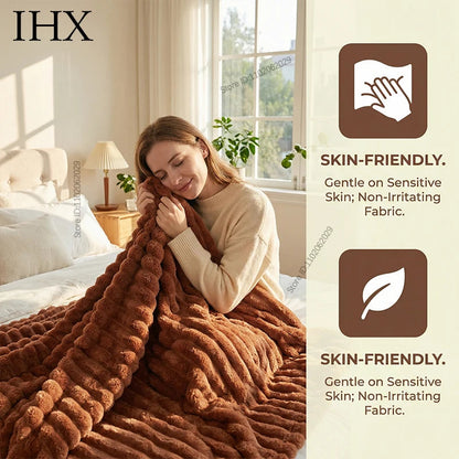 IHX Solid Color Imitation Rabbit Plush Milk Plush Thickened Thermal Leisure Home Blanket Office Nap Blanket, Custom Blanket Size    Your Coastal Marketplace | Shoreshopper.com