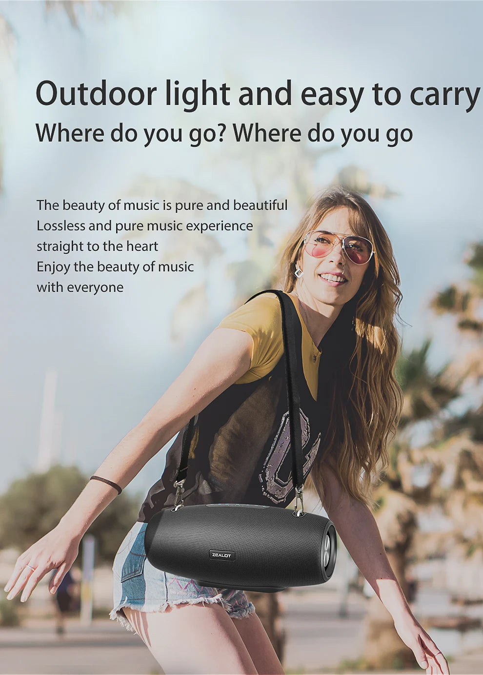 Zealot S67 Wireless Speaker WithShoulder Strap,Outdoor,Waterproof,Portable Speaker with Loud Stero and Booming Bass,40H Playtime    Home Decor Supply | Online Retail | ShoreShopper.com