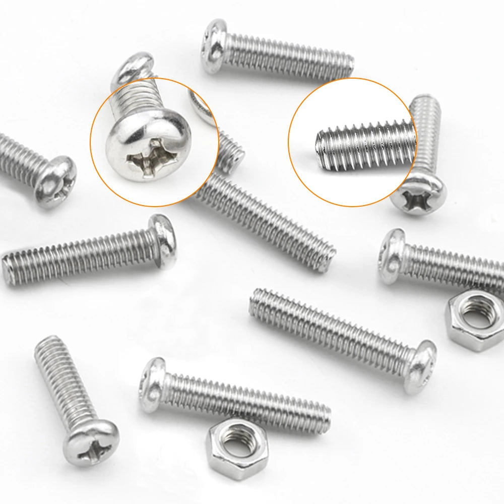 M1 M1.2 M1.4 M1.6 M2.5 M3 304 Stainless Steel Round Head Cross Small Screw Set Metric Thread Machine Bolt Assortment Kit Set    Home Decor Supply | Online Retail | ShoreShopper.com