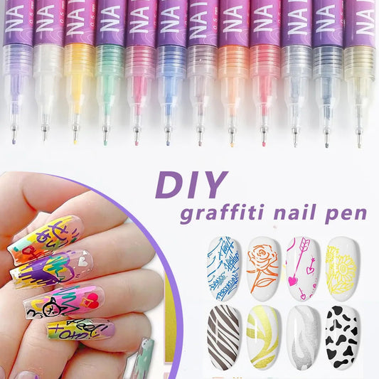 Nail Art Graffiti Pen Nail Acrylic Paint Pen Waterproof Painting Lines Pencil DIY Drawing Abstract Design Nail Accessories    Home Decor Supply | Online Retail | ShoreShopper.com