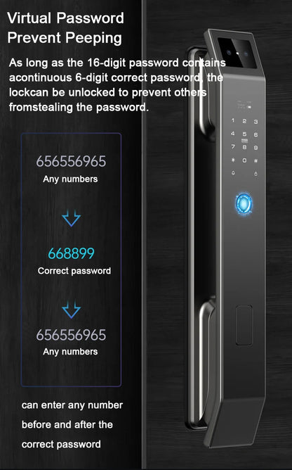 3D Face Recognition Unlock Digital Door Lock With Camera FIngerprint Password Unlock Keyless Electronic Door Lock - ShoreCo.Shop