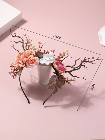 Deer Horn Hair Hoop Children's Fairy Headwear Female Branch Flower Headwear Accessories    Your Coastal Marketplace | Shoreshopper.com