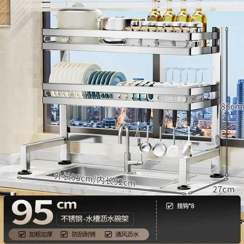 Stainless Steel Sink Shelf Bowl Drain Rack Kitchen Storage Rack Multifunctional Dish Cutlery Knife Spoon Sink Rack Set Organizer    Home Decor Supply | Online Retail | ShoreShopper.com