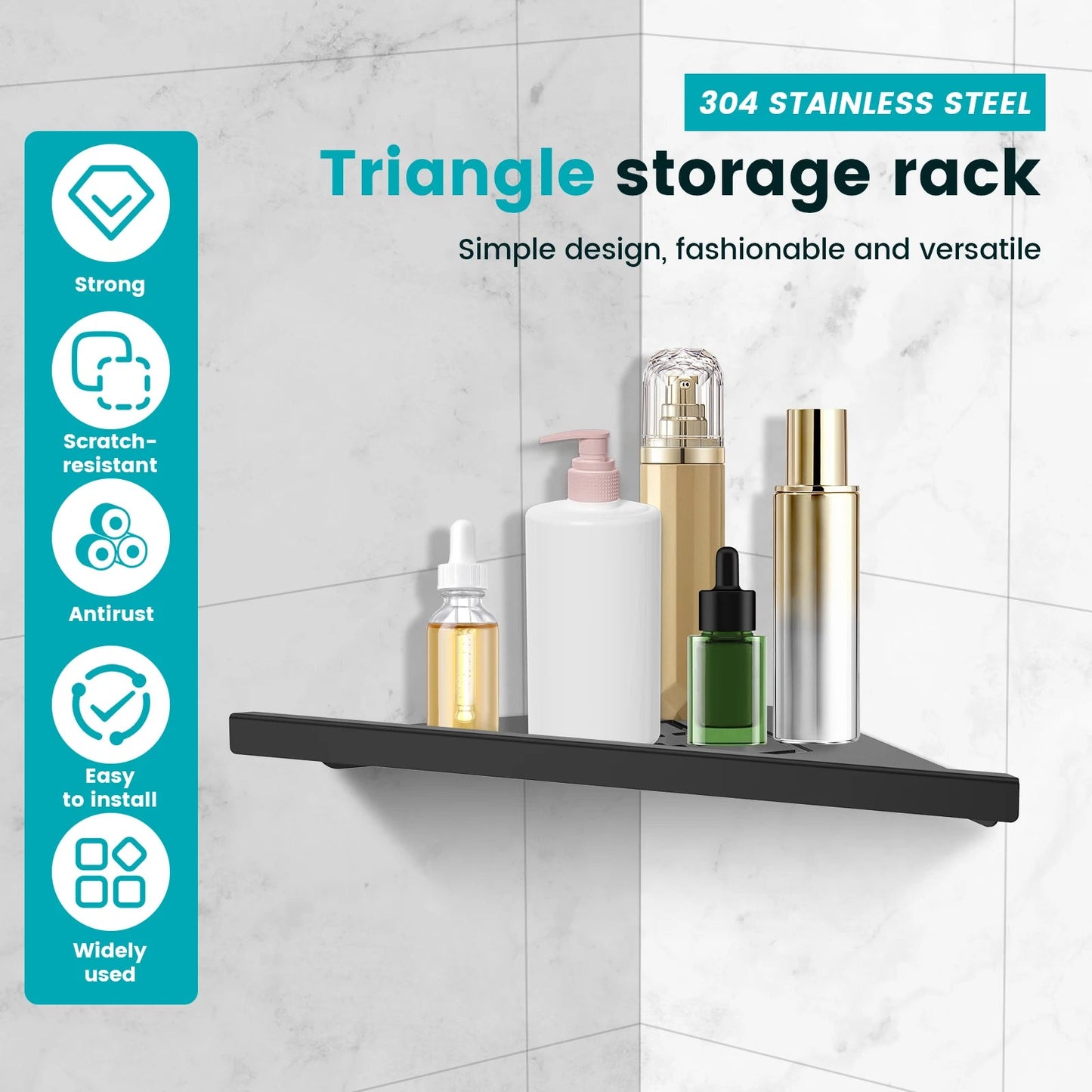 Stainless Steel Bathroom Shelf Shampoo Makeup Shower Storage Shelf Bathroom Wall Mount Corner Organizer Rack    Home Decor Supply | Online Retail | ShoreShopper.com
