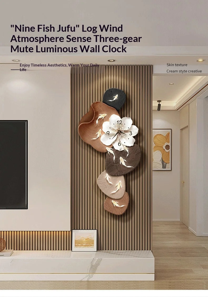 Wall Clock Modern Minimalist Nine Koi Fish Large Silent Wall Clock Home Decor Living Room Bedroom TV Background No Drilling    Home Decor Supply | Online Retail | ShoreShopper.com