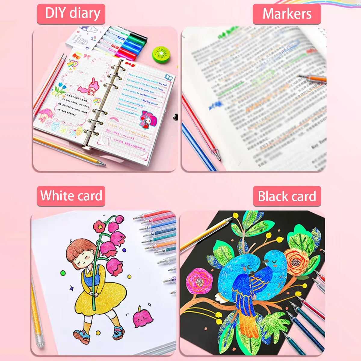 8/12/18 Color Glitter Gel Pen 1.0mm Metal Glitter Color Ballpoint Pen Paper Cardstock Diary Drawing Marking Coloring DIY Art    Home Decor Supply | Online Retail | ShoreShopper.com