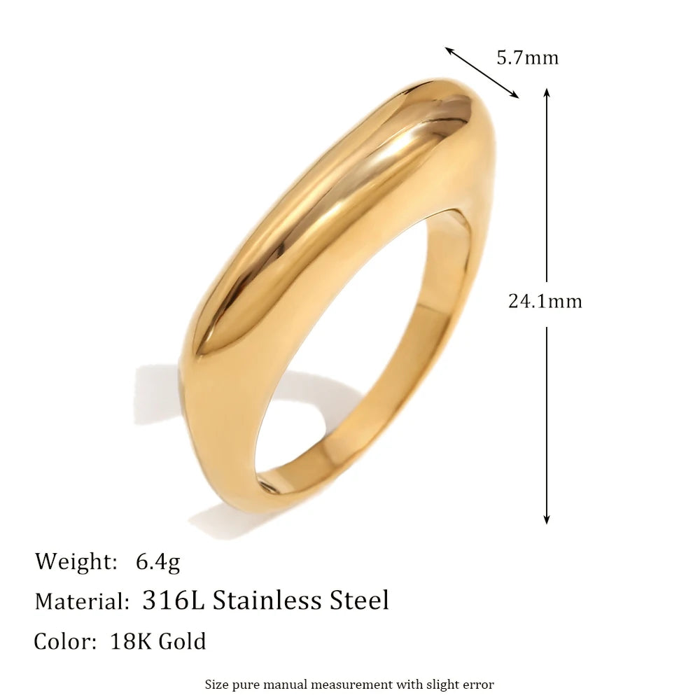 Classic 18K Gold Plated 316L Stainless Steel Flat Stick Ring – Waterproof & Hypoallergenic - ShoreCo.Shop