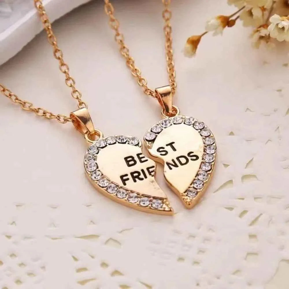 1 Pair Love Heart English Pendant Fashion Friends Necklace Good Friends Choker Statement Necklace