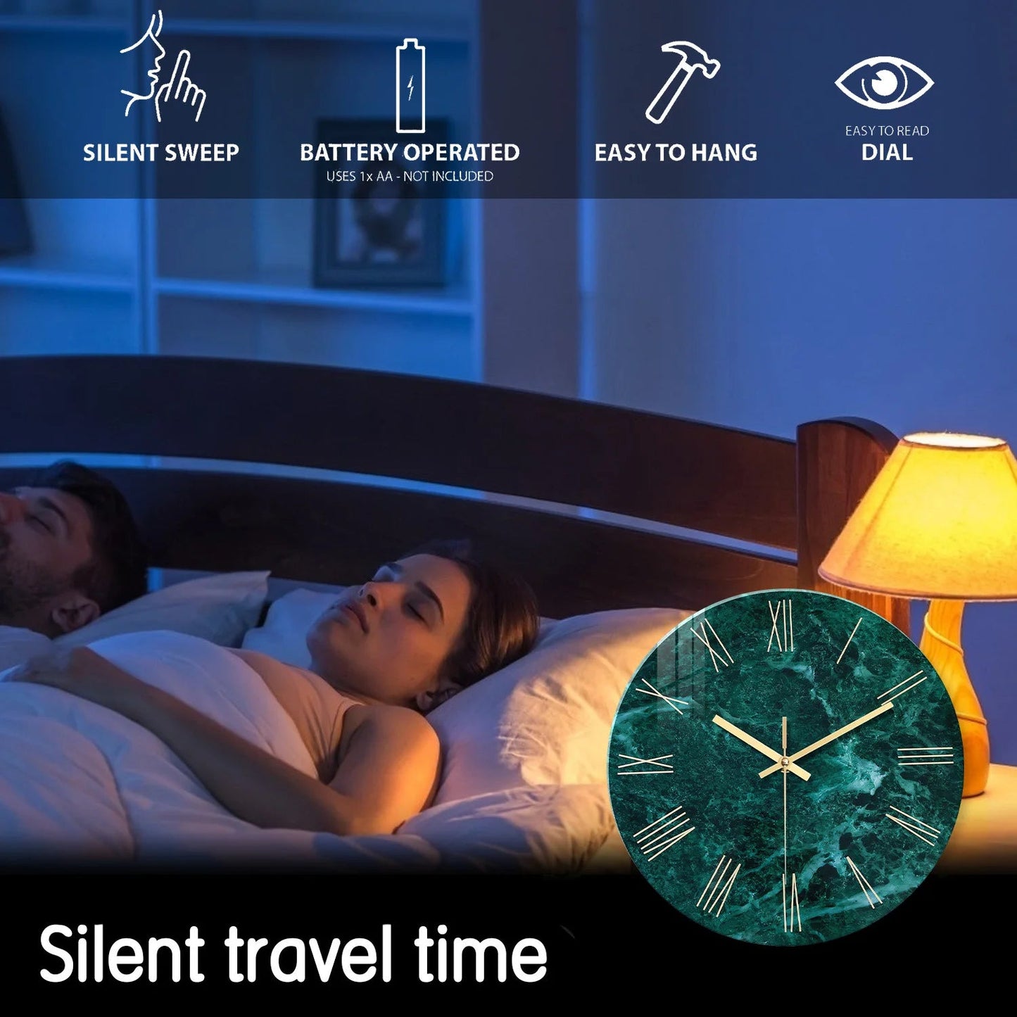 Creative Stylish Dark Green Marble Texture Pattern Tempered Glass Wall Clock Living Room Bedroom Kitchen Home Decoration Wall Clock Silent Quartz Clock Holiday Gift 12 Inches 14 Inches 16inch (Without Batteries)    Home Decor Supply | Online Retail | ShoreShopper.com