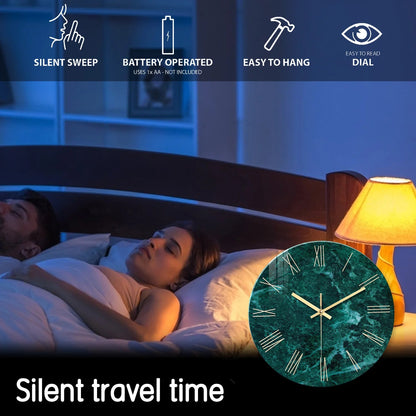 Creative Stylish Dark Green Marble Texture Pattern Tempered Glass Wall Clock Living Room Bedroom Kitchen Home Decoration Wall Clock Silent Quartz Clock Holiday Gift 12 Inches 14 Inches 16inch (Without Batteries)    Home Decor Supply | Online Retail | ShoreShopper.com