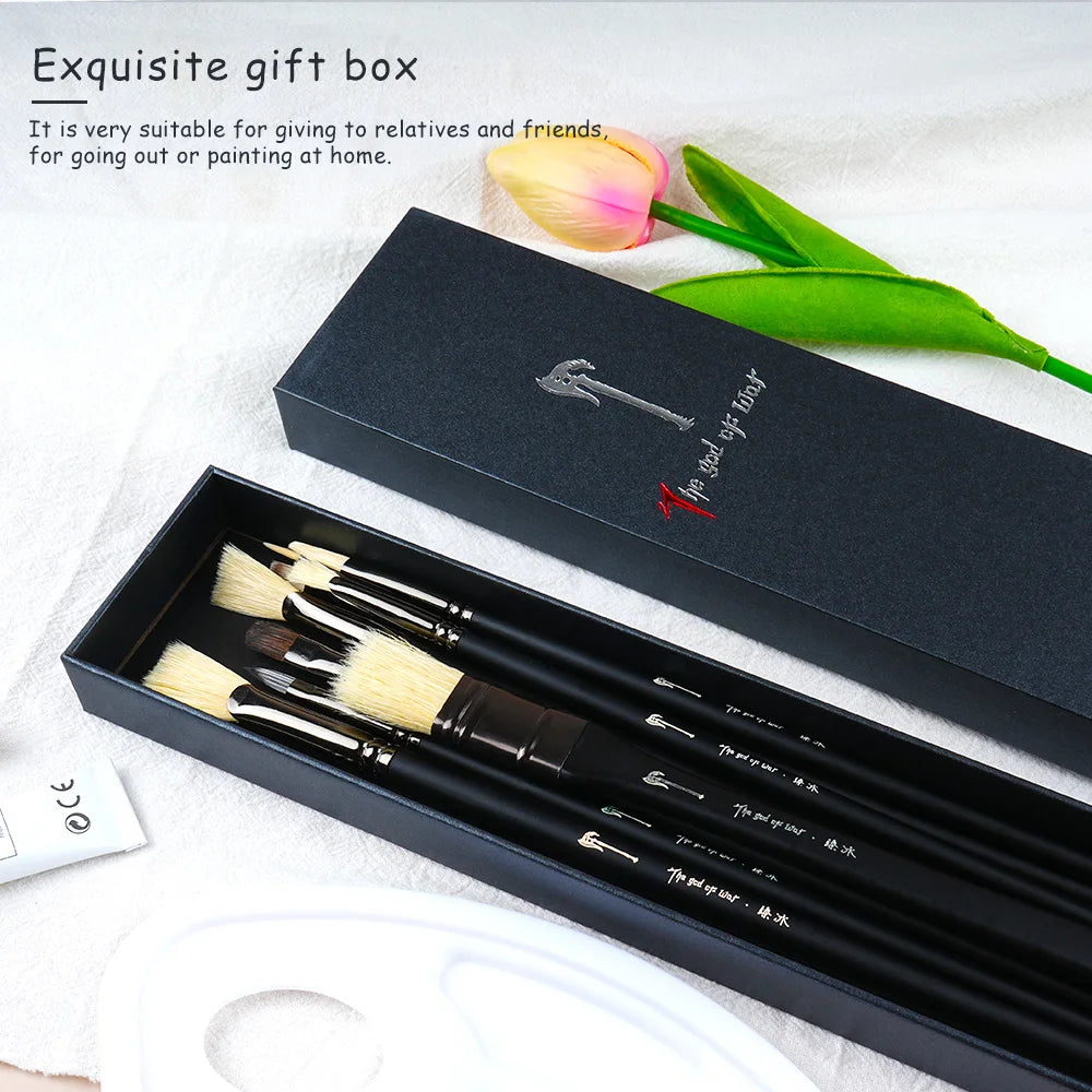 10 Pcs Paint Brushes Set Bristle Hair Professional Drawing Long Rod Painting Brush Oil Acrylic Watercolor Art Supplies    Home Decor Supply | Online Retail | ShoreShopper.com