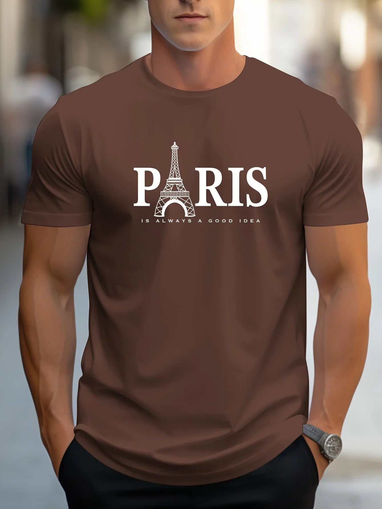 Summer Men's T Shirt Short Sleeve Paris Pattern Print Casual O-Neck Oversized Pullover Fashion Streetwear Male Clothing T-Shirts    Home Decor Supply | Online Retail | ShoreShopper.com
