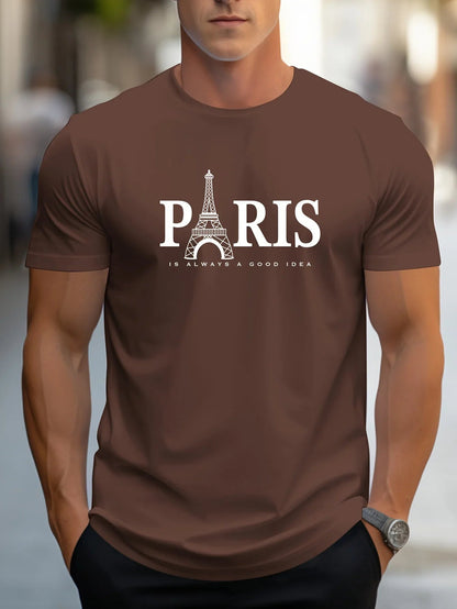 Summer Men's T Shirt Short Sleeve Paris Pattern Print Casual O-Neck Oversized Pullover Fashion Streetwear Male Clothing T-Shirts    Home Decor Supply | Online Retail | ShoreShopper.com