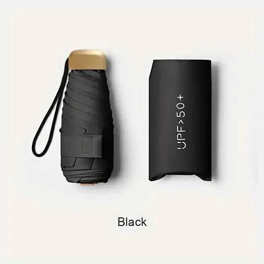 Ultra-Light UV Protection Umbrella - Compact, Foldable Design With Stainless Steel Handle For Sun & Rain, Durable 190T Canopy