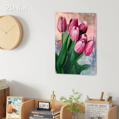 Vibrant Pink Tulip Bouquet 2D Flat Metal Wall Art - Weather-Resistant Decor for Home, Garden, Patio, 7.87x11.8 Inch    Home Decor Supply | Online Retail | ShoreShopper.com