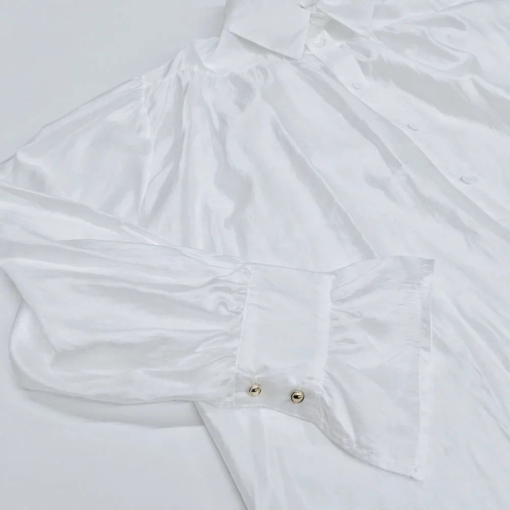 Women's Shirt Long Sleeve Turn-down Collar Sexy See-through Loose Button Women Shirts Beach Style Simple Solid Color Casual Tops    Your Coastal Marketplace | Shoreshopper.com