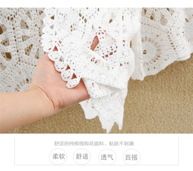 Women's Shirt 2025 Hollow out New Female Coat Knitted Shirt Lace Thin Hook Flower Loose Solid Color Fashion Top Hoodie Versatile    Your Coastal Marketplace | Shoreshopper.com