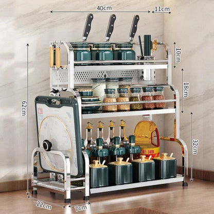 Stainless Steel Kitchen Storage Shelf Seasoning Jar Spice Storage Rack Chopsticks Knife Shelf Bar Organizer Kitchen Supplies    Home Decor Supply | Online Retail | ShoreShopper.com