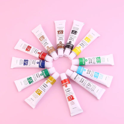 MOTARRO 12 Colors/Box Fabric Paint Set Permanent Textile Paint 12ml for Clothes Canvas Shoes Painting Supplies    Home Decor Supply | Online Retail | ShoreShopper.com