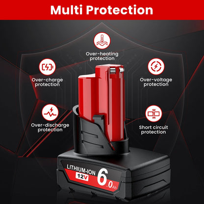 For Milwaukee 12V Tool Battery For Milwaukee M12 6000mAh Lithium Battery Impact Wrench Drill Power Tools Battery    Home Decor Supply | Online Retail | ShoreShopper.com