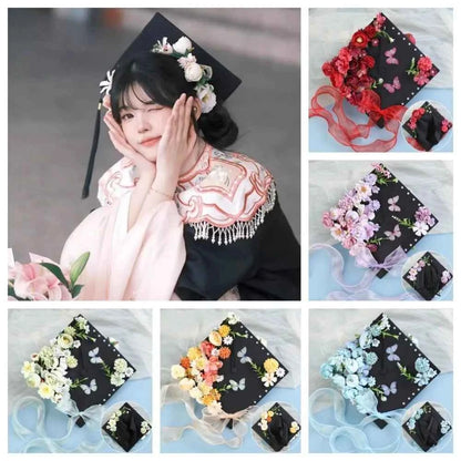 Headwear Doctor Flowers Graduation Cap Bachelor Master Trencher Cap Fringe Charm Ornament Mortar Board University