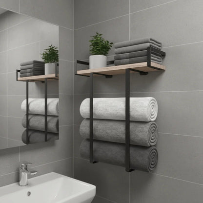 Wood and Iron Bathroom Shelf Rectangle Shape Rust Proof Shower Shelf Large Capacity Space Saving Wall Mounted Shelf    Home Decor Supply | Online Retail | ShoreShopper.com