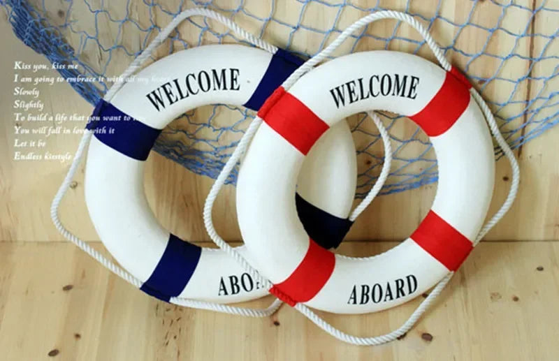 Nautical Style Welcome Decorative Red Blue Life Buoy Home Marine Beach Wall Decoration Crafts Living Room    Your Coastal Marketplace | Shoreshopper.com