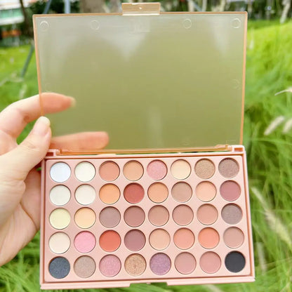 POPFEEL 40-Color Earth Tone & Pink Eyeshadow Palette – Versatile Shimmer, Matte, and Highlight Shades for Effortless Blending。 - ShoreCo.Shop