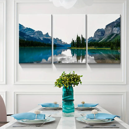 3 canvas wall art prints - landscape of turquoise lake and mountain on canvas, upholstery,1.5 inch thick wood frame    Home Decor Supply | Online Retail | ShoreShopper.com