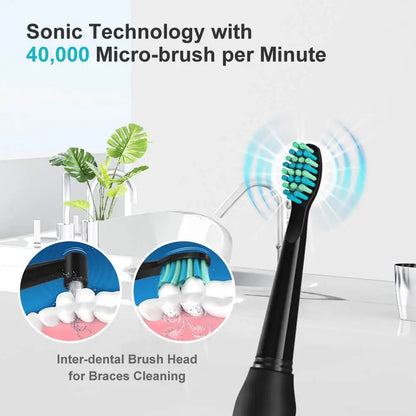 Fairywill Electric Sonic Toothbrush FW-507 USB Charge Rechargeable Adult Waterproof Electronic Tooth Brushes Replacement Heads s - ShoreCo.Shop