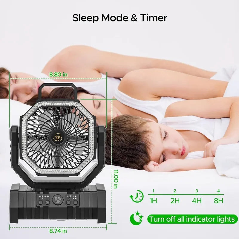 Camping Fan with LED Lantern, 20000mAh Auto-Oscillating Battery Operated Desk Fan with Remote&Hook, 8” Portable Fan    Home Decor Supply | Online Retail | ShoreShopper.com