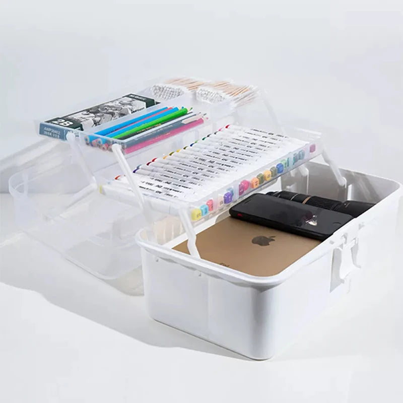 Three-tier Art Toolbox Carry Case – Organizes brushes, paints, palettes, and other art supplies with categorized storage.    Home Decor Supply | Online Retail | ShoreShopper.com