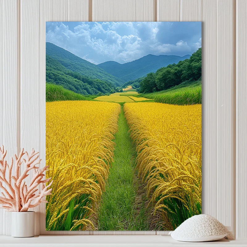 Charming Yellow Rice Fields Canvas Art - Frameless Home Decor for Office & Cafe | Ideal Gift for Any Room    Home Decor Supply | Online Retail | ShoreShopper.com