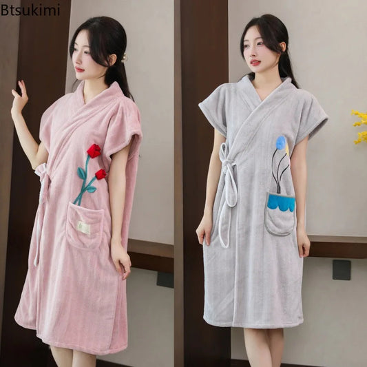 Wearable Bath Towel Bathrobe Women's Homewear Absorbent Quick-drying Comfortable Casual Soft Breathable Loose Nightgown Ladies    Your Coastal Marketplace | Shoreshopper.com