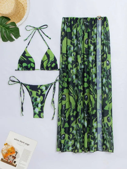 Beach Vacation 3 Piece Bikini Set Women Sexy Leopsrd Print  Swimsuit Women Split Skirts Matching Swimsuit Thong Bathing Suit    Your Coastal Marketplace | Shoreshopper.com