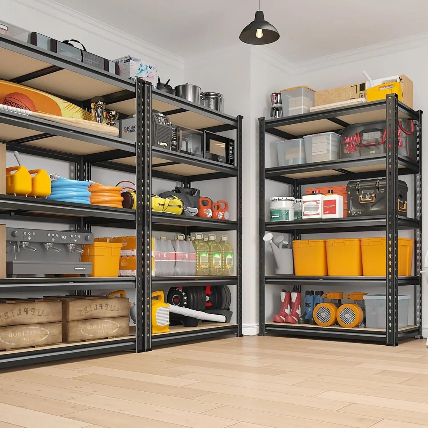 2020LBS Storage Shelves 5 Tier Garage Shelving Heavy Duty Adjustable Garage Shelves, 35.5" W x 11.9" D x 72" H, Black    Home Decor Supply | Online Retail | ShoreShopper.com