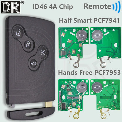 DR Half Smart/Hands Free ID46 4A PCF7953M Smart Car Remote Key For Renault Megane Laguna Grand Scenic Fluence Clio IV Captur - ShoreCo.Shop